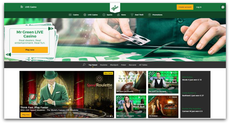 Mr Green live casino review