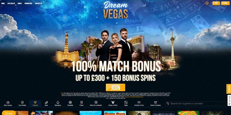Dream Vegas Casino welcome offer for UK players
